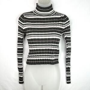 Pink Republic Ribbed Stripe Crop Turtleneck Small